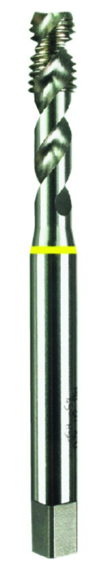 3065 Taraud machine bagué jaune hélicoïdale 45° 3 x 50 mm - Demi long - HSS-Co 5% - Pas métrique - Spécial alliages légers 
