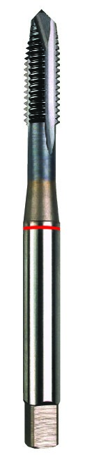 3093 Taraud machine bagué rouge entrée Gun 3 x 50 mm - Demi long - HSS-Co 5% revêtu TiCN - Pas métrique - Spécial aciers durs 