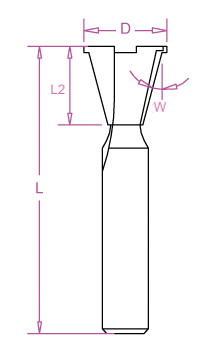 Fraise d'assemblage à queue d'aronde D 14,3 mm, L 49,5 mm, L2 13,5 mm  