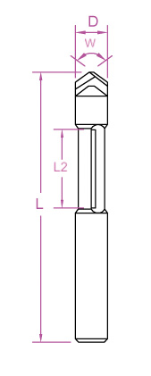 Fraise pour moulures décoratives D 8 mm, L 67 mm, L2 19 mm  