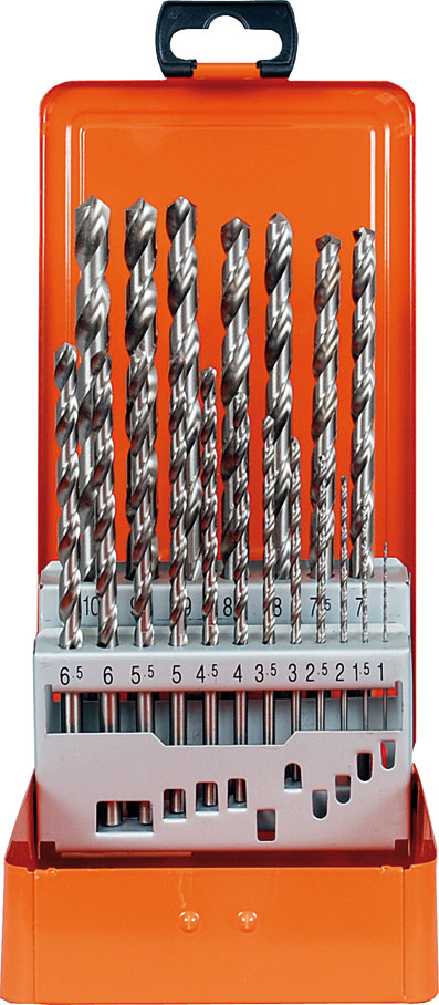 Coffret de forets cylindriques long taillé meulé Type N DIN 340 19 forets 1 - 10 mm par 0,5 mm 